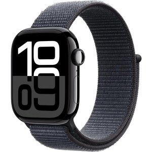 AppleWatch Series 10 [GPS 42mm] with Jet Black Aluminium Case with Ink Sport Loop. Fitness Tracker, ECG App, Always-On Retina Display, Carbon Neutral