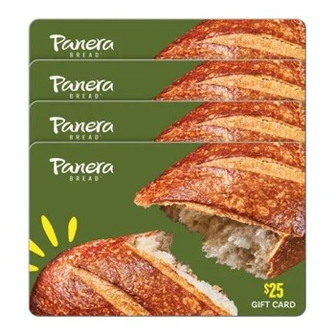 Panera Bread $25电子礼卡 4张