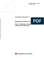 As ISO 10993.4-2003 Biological Evaluation of Medical Devices Selection of Tests For Interactions With Blood