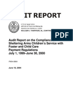 Compliance of Sheltering Arms Children's Services With Foster and Child Care Payment Regulations