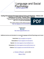 Quietude As A Finnish Natural Way of Being - Journal of Language and Social Psychology - 2006