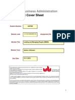 Assignment Cover Sheet: Master of Business Administration