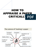 How To Appraise A Paper Critically