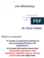 Resume Workshop: A Presentation Brought To You by The MBA Department