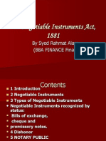 The Negotiable Instruments Act, 1881: by Syed Rahmat Alam (Bba Finance Final)