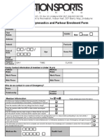 Trampoline, Gymnastics and Parkour Enrolment Form