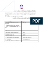 Jawaharlal Nehru Institute of Advanced Studies (JNIAS) : Details of Computer Lab Facility