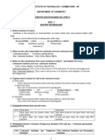 Water Technology: Chemistry Question Bank For-Part A