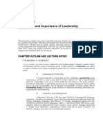 The Nature and Importance of Leadership: Chapter Outline and Lecture Notes