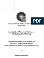 Investigate of Parameter Setting in Plastic Injection Molding