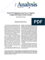 How FDA Regulation and Injury Litigation: Cripple The Medical Device Industry, Cato Policy Analysis No. 412