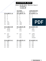 Answer Key: 13 VXY (Date: 04-09-2011) Review Test-2 Paper-2