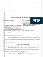 Plaintiff Statement of Objections / Request For Order To QLS MSJ