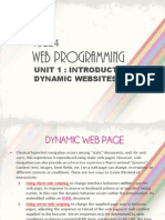 Web Programming: Unit 1: Introduction To Dynamic Websites