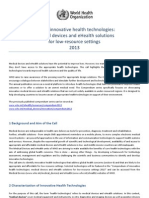 Call For Innovative Health Technologies: Medical Devices and Ehealth Solutions For Low-Resource Settings 2013