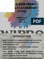 Wipro, S Azim Premji: Level 5 Leadership Style: Presented By-Shreya PGFB1144