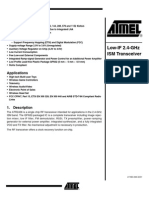 Low-If 2.4-Ghz Ism Transceiver Atr2406: Features