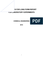 Guidelines For Long Form Report For Laboratory Experiments: Chemical Engineering