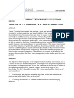 Article:Impact of Celebrity Endorsements On Overall Brand Author:Prof. Dr. G. L. Pedhiwal (Smt.L.R.T. College of Commerce, Akola)