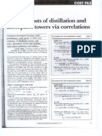 Estimate Costs of Distillation and Absorption Towers Via Correlations