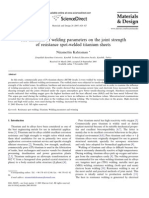 The in Uence of Welding Parameters On The Joint Strength of Resistance Spot-Welded Titanium Sheets