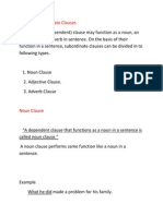 Types of Subordinate Clauses