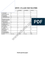 Blue Print: Class Xii Maths: Model Question Paper