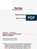 Syntax: Applied Modern Languages 2 Year Asist. Dr. Diana Mădroane