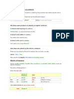 The Position of Adverbs in Sentences