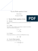 The Derivation of Van Der Waals Equation of State For Real Gases