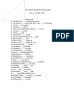 Exercises With The Prepositions of Time and Place