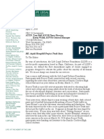 Letter To CBS 13 Sacramento From Life Legal Defense Foundation That Accuses Station of Misleading and Slanderous Reporting.