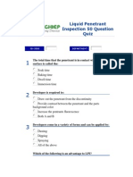 Liquid Penetrant Inspection 50 Question Quiz