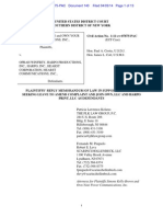 Plaintiffs' Reply Memorandum of Law in Support of Motion Seeking Leave To Amend Complaint and Join Own, LLC and Harpo Print, LLC As Defendants