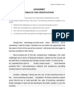 Assignment Table of Task Specifications