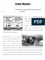 Trench Warfare Cloze Passage Diagram Activity