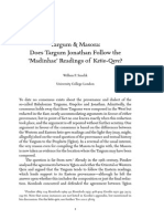 Targum & Masora: Does Targum Jonathan Follow The Madinhae' Readings of Ketiv-Qere?