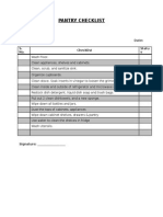 Pantry Checklist: Name: Date: S. No. Checklist Statu S