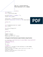 Factorial Program in C Using Function