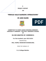 "Whole Sale Banking Operations" in Axis Bank: A Project Report ON