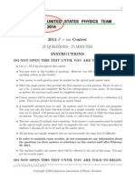 Aapt United States Physics Team AIP 2014: 2014 F Ma Contest 25 Questions - 75 Minutes Instructions