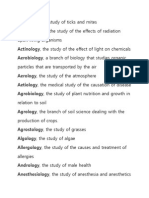 Ology List of Science