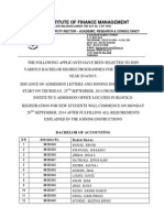 Selected Students at IFM For Bachelor Degree Programmes 2014-15