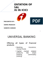 Implementation of Universal Banking in Icici: Presented By: Surya Prakash Sanhita Sarkar