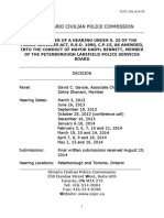 Ontario Civilian Police Commission Inquiry Into Conduct of Mayor Daryl Bennett's Conduct On Peterborough-Lakefield Police Services Board