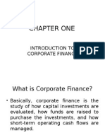 Chapter One: Introduction To Corporate Finance