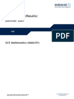 Mark Scheme (Results) Summer 2007: GCE Mathematics (6666/01)