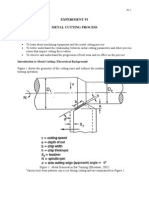 Experiment p1 Metal Cutting Process