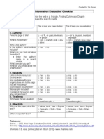 Web Information Evaluation Checklist