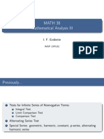 Math 38 Mathematical Analysis III: I. F. Evidente